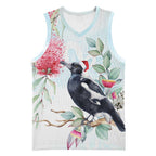 Australia Magpie Christmas Basketball Jersey Eucalyptus Aboriginal Watercolor Stylized - Aussie Hoodie