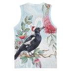 Australia Magpie Christmas Basketball Jersey Eucalyptus Aboriginal Watercolor Stylized - Aussie Hoodie