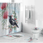 Australia Magpie Christmas Bathroom Set Eucalyptus Aboriginal Watercolor Stylized - Aussie Hoodie