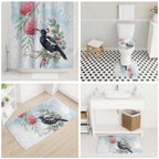 Australia Magpie Christmas Bathroom Set Eucalyptus Aboriginal Watercolor Stylized - Aussie Hoodie