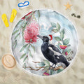 Australia Magpie Christmas Beach Blanket Eucalyptus Aboriginal Watercolor Stylized - Aussie Hoodie