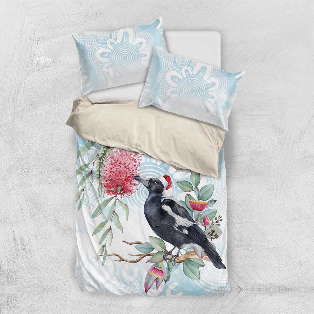 Australia Magpie Christmas Bedding Set Eucalyptus Aboriginal Watercolor Stylized - Aussie Hoodie