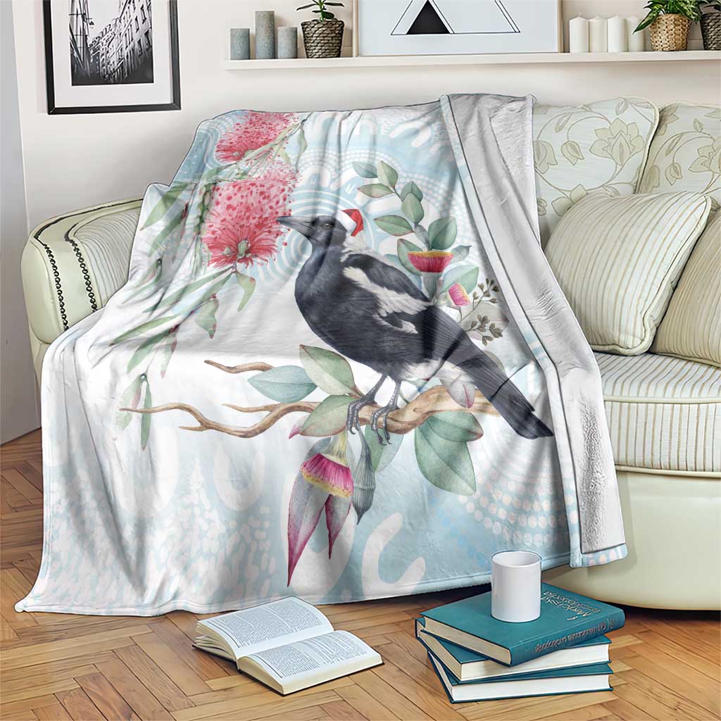 Australia Magpie Christmas Blanket Eucalyptus Aboriginal Watercolor Stylized - Aussie Hoodie