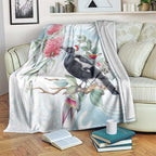 Australia Magpie Christmas Blanket Eucalyptus Aboriginal Watercolor Stylized - Aussie Hoodie