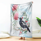 Australia Magpie Christmas Blanket Eucalyptus Aboriginal Watercolor Stylized - Aussie Hoodie