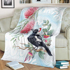 Australia Magpie Christmas Blanket Eucalyptus Aboriginal Watercolor Stylized - Aussie Hoodie