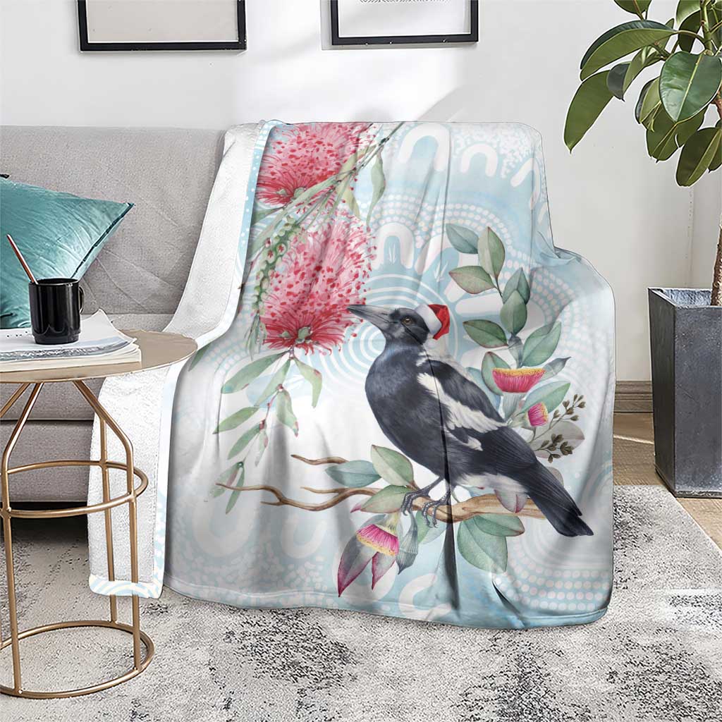 Australia Magpie Christmas Blanket Eucalyptus Aboriginal Watercolor Stylized - Aussie Hoodie