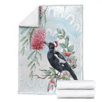 Australia Magpie Christmas Blanket Eucalyptus Aboriginal Watercolor Stylized - Aussie Hoodie
