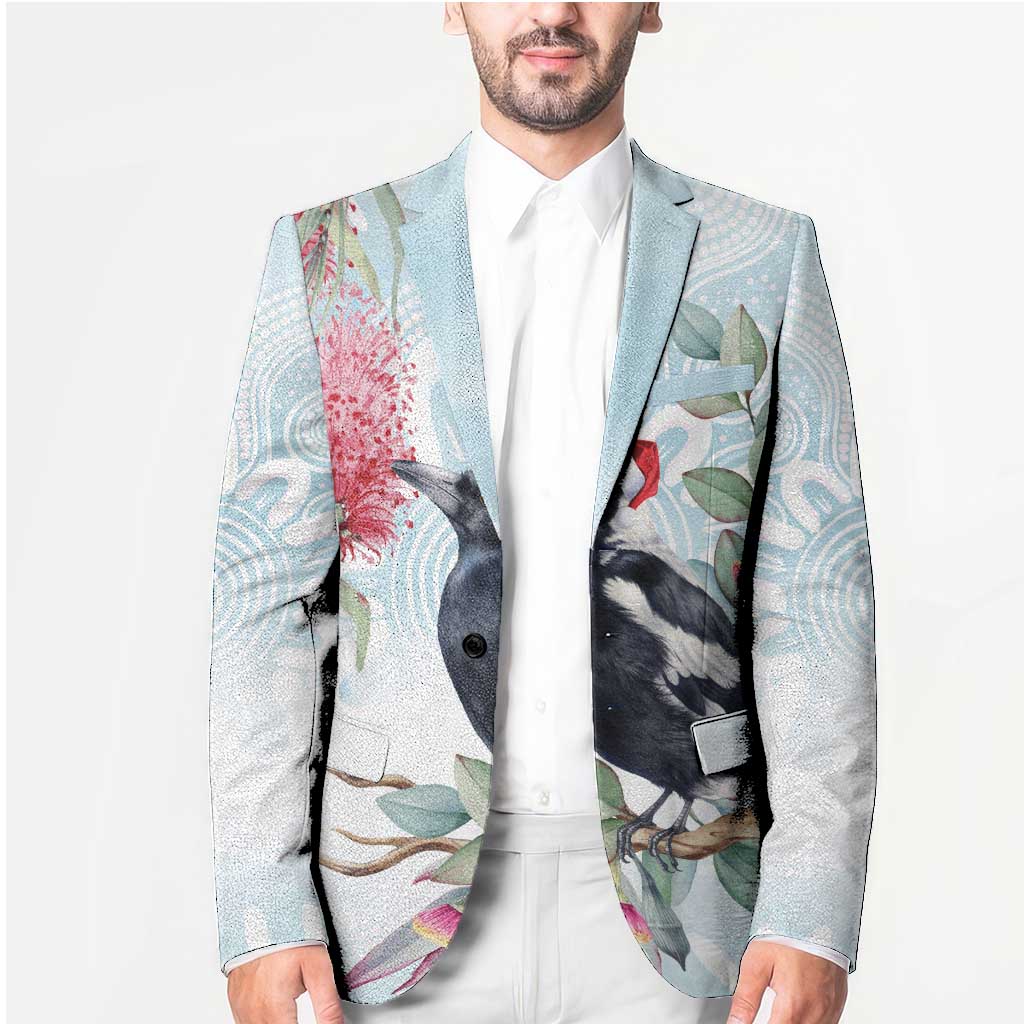 Australia Magpie Christmas Blazer Eucalyptus Aboriginal Watercolor Stylized - Aussie Hoodie