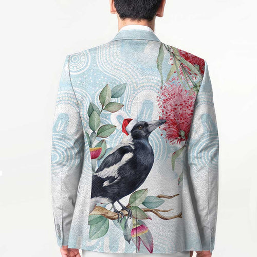 Australia Magpie Christmas Blazer Eucalyptus Aboriginal Watercolor Stylized - Aussie Hoodie