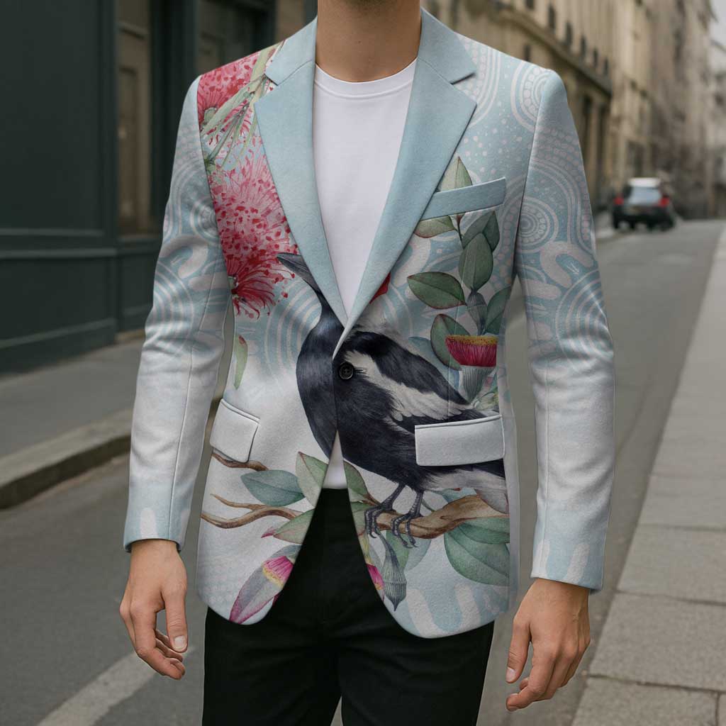 Australia Magpie Christmas Blazer Eucalyptus Aboriginal Watercolor Stylized - Aussie Hoodie