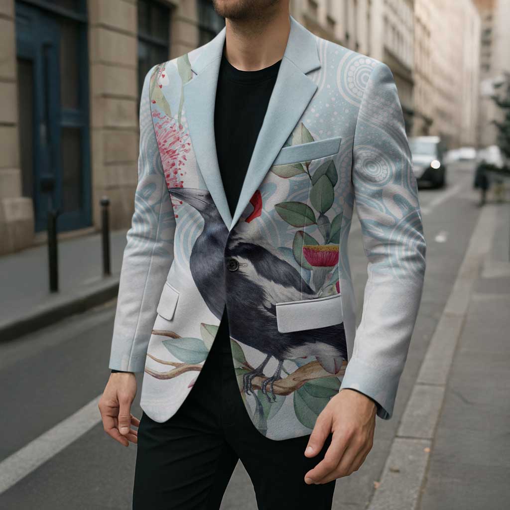 Australia Magpie Christmas Blazer Eucalyptus Aboriginal Watercolor Stylized - Aussie Hoodie