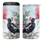 Australia Magpie Christmas 4 in 1 Can Cooler Tumbler Eucalyptus Aboriginal Watercolor Stylized - Aussie Hoodie