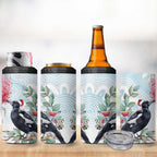 Australia Magpie Christmas 4 in 1 Can Cooler Tumbler Eucalyptus Aboriginal Watercolor Stylized - Aussie Hoodie