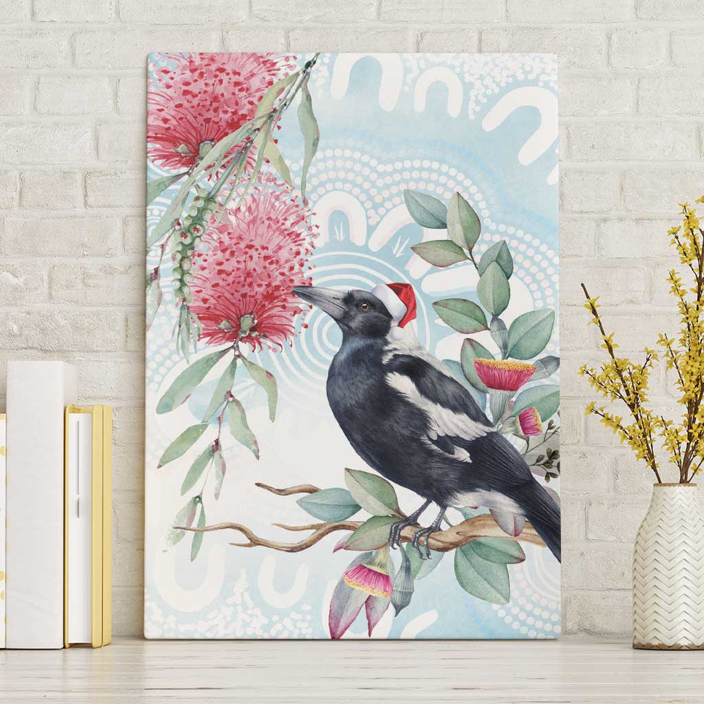 Australia Magpie Christmas Canvas Wall Art Eucalyptus Aboriginal Watercolor Stylized - Aussie Hoodie