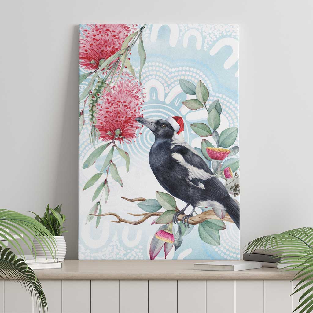 Australia Magpie Christmas Canvas Wall Art Eucalyptus Aboriginal Watercolor Stylized - Aussie Hoodie