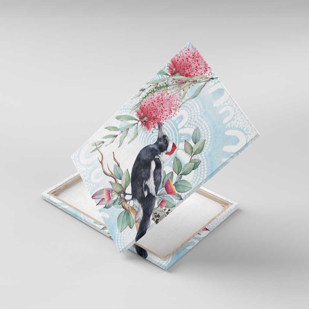 Australia Magpie Christmas Canvas Wall Art Eucalyptus Aboriginal Watercolor Stylized - Aussie Hoodie