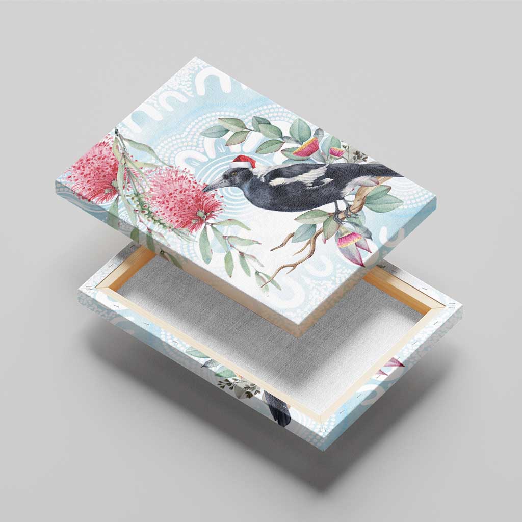 Australia Magpie Christmas Canvas Wall Art Eucalyptus Aboriginal Watercolor Stylized - Aussie Hoodie