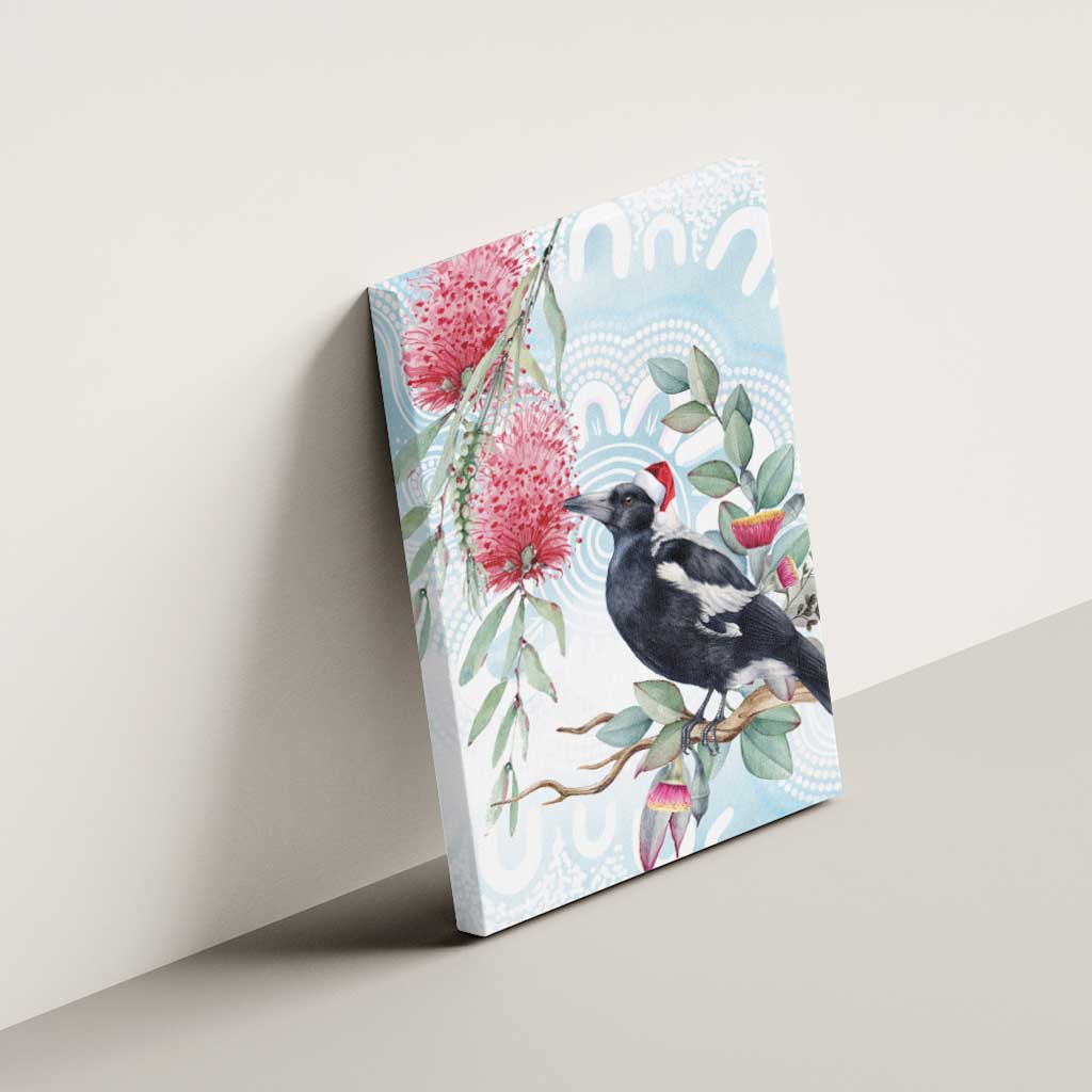 Australia Magpie Christmas Canvas Wall Art Eucalyptus Aboriginal Watercolor Stylized - Aussie Hoodie