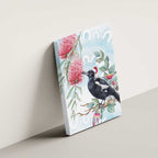 Australia Magpie Christmas Canvas Wall Art Eucalyptus Aboriginal Watercolor Stylized - Aussie Hoodie