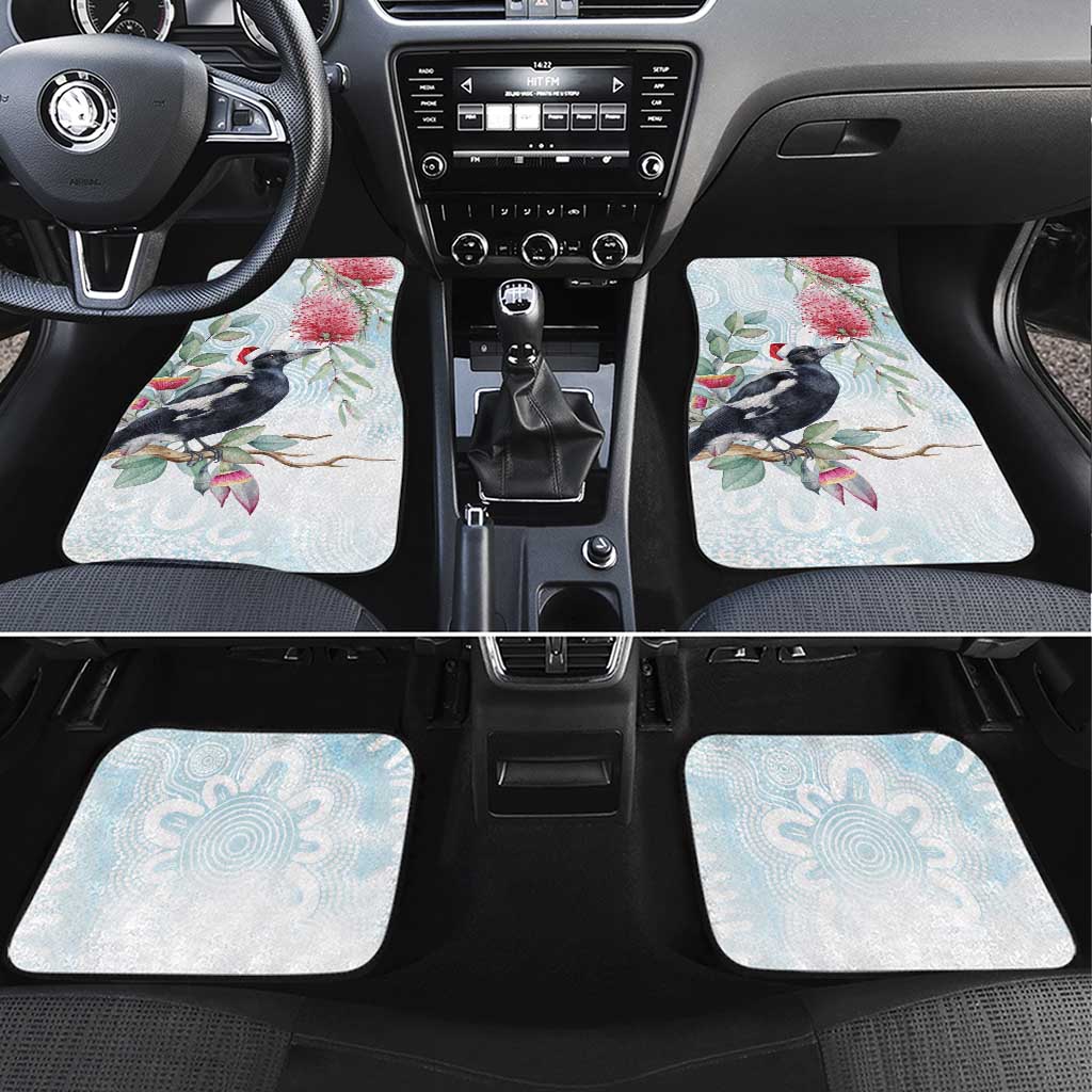 Australia Magpie Christmas Car Mats Eucalyptus Aboriginal Watercolor Stylized - Aussie Hoodie