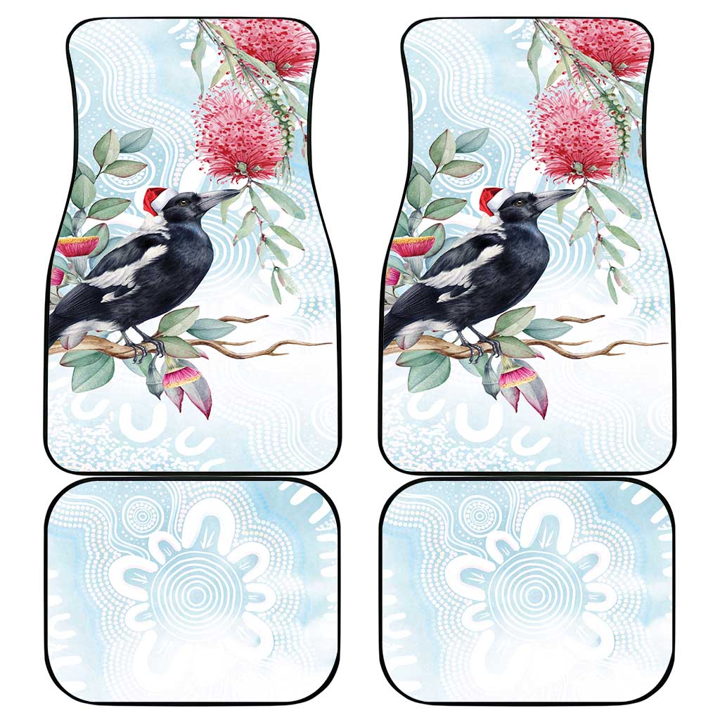 Australia Magpie Christmas Car Mats Eucalyptus Aboriginal Watercolor Stylized - Aussie Hoodie
