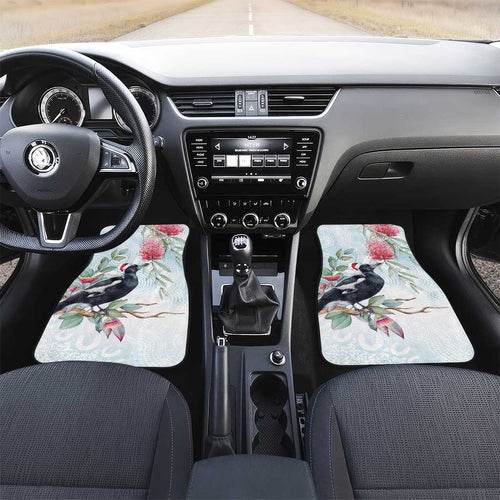 Australia Magpie Christmas Car Mats Eucalyptus Aboriginal Watercolor Stylized - Aussie Hoodie