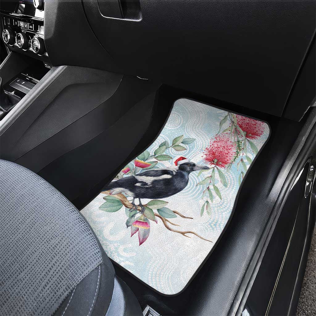 Australia Magpie Christmas Car Mats Eucalyptus Aboriginal Watercolor Stylized - Aussie Hoodie