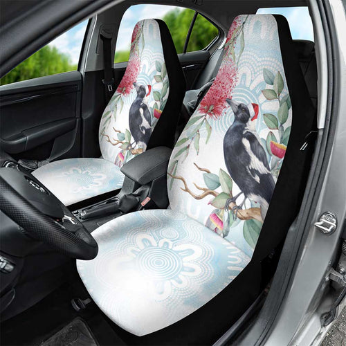 Australia Magpie Christmas Car Seat Cover Eucalyptus Aboriginal Watercolor Stylized - Aussie Hoodie