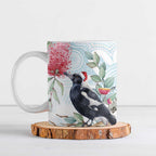 Australia Magpie Christmas Ceramic Mug Eucalyptus Aboriginal Watercolor Stylized - Aussie Hoodie