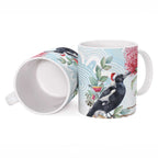 Australia Magpie Christmas Ceramic Mug Eucalyptus Aboriginal Watercolor Stylized - Aussie Hoodie