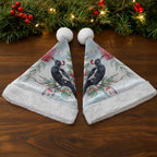 Australia Magpie Christmas Santa Hat Eucalyptus Aboriginal Watercolor Stylized - Aussie Hoodie