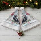 Australia Magpie Christmas Santa Hat Eucalyptus Aboriginal Watercolor Stylized - Aussie Hoodie