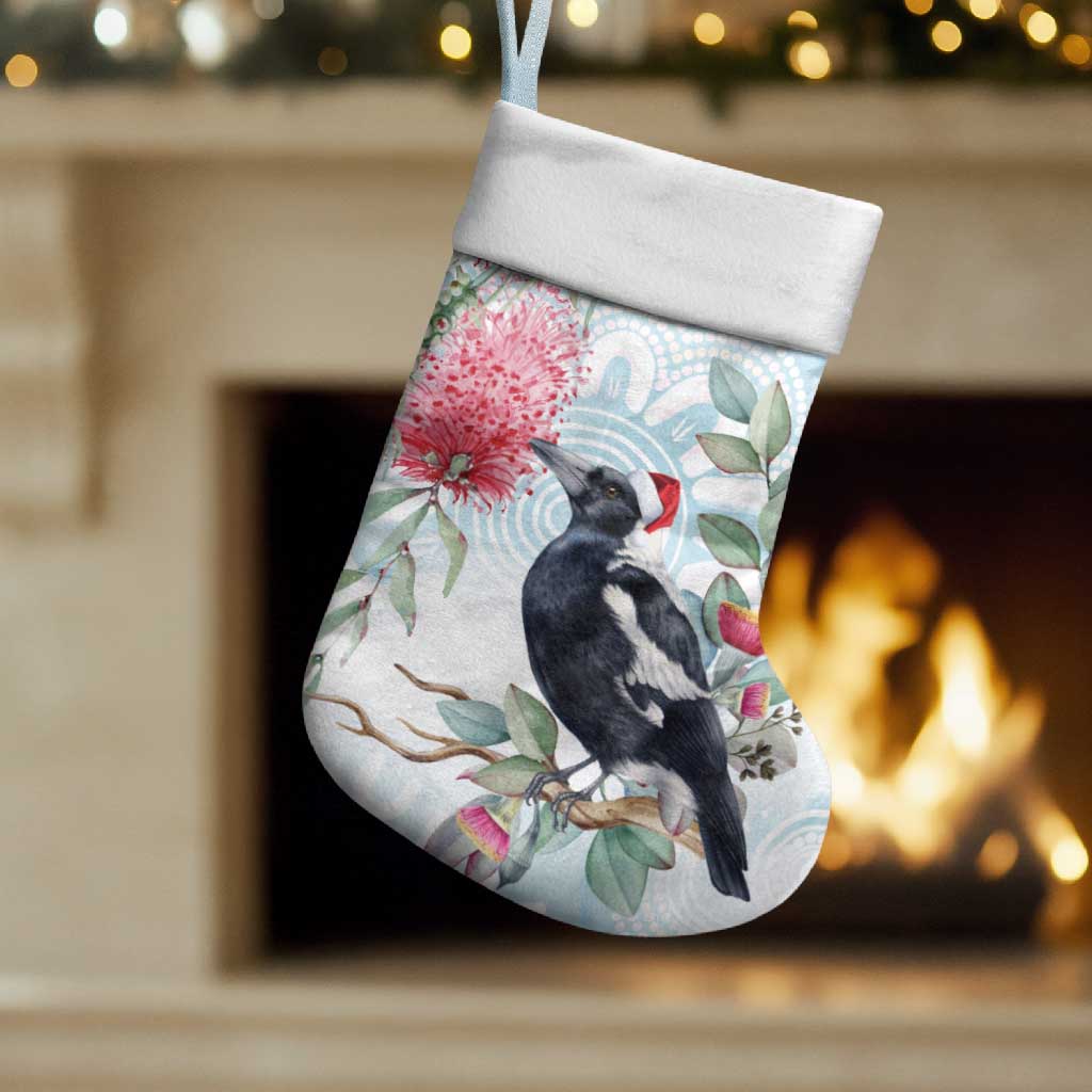 Australia Magpie Christmas Stocking Eucalyptus Aboriginal Watercolor Stylized - Aussie Hoodie