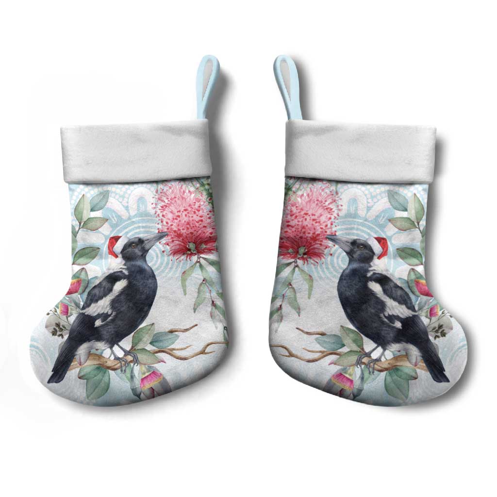 Australia Magpie Christmas Stocking Eucalyptus Aboriginal Watercolor Stylized - Aussie Hoodie
