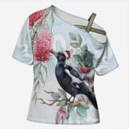 Australia Magpie Christmas Cross Shoulder Shirt Eucalyptus Aboriginal Watercolor Stylized - Aussie Hoodie