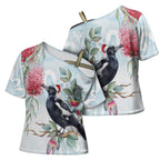 Australia Magpie Christmas Cross Shoulder Shirt Eucalyptus Aboriginal Watercolor Stylized - Aussie Hoodie