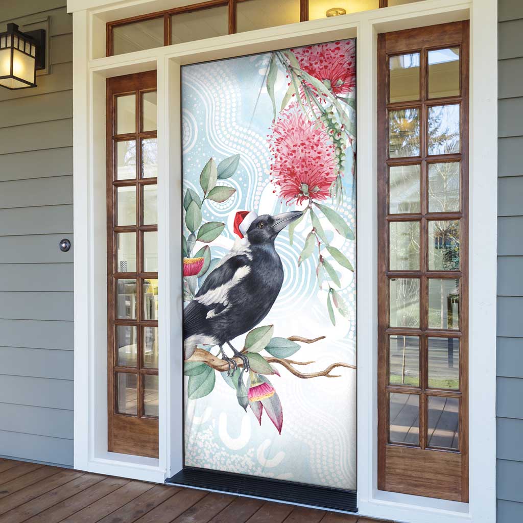 Australia Magpie Christmas Door Cover Eucalyptus Aboriginal Watercolor Stylized - Aussie Hoodie