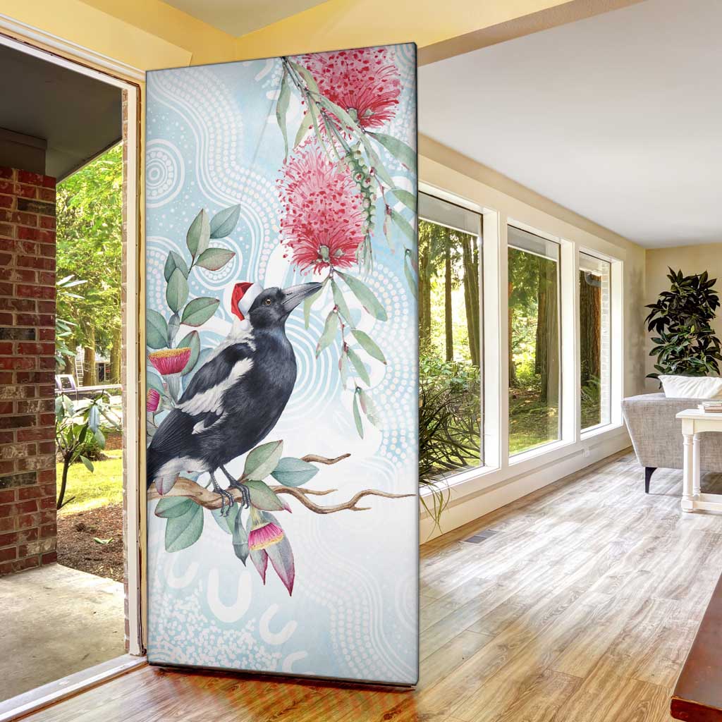 Australia Magpie Christmas Door Cover Eucalyptus Aboriginal Watercolor Stylized - Aussie Hoodie