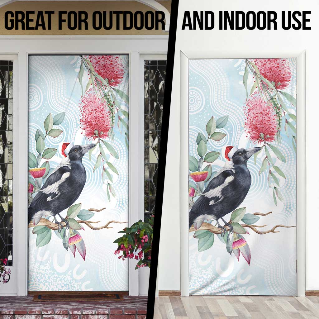 Australia Magpie Christmas Door Cover Eucalyptus Aboriginal Watercolor Stylized - Aussie Hoodie