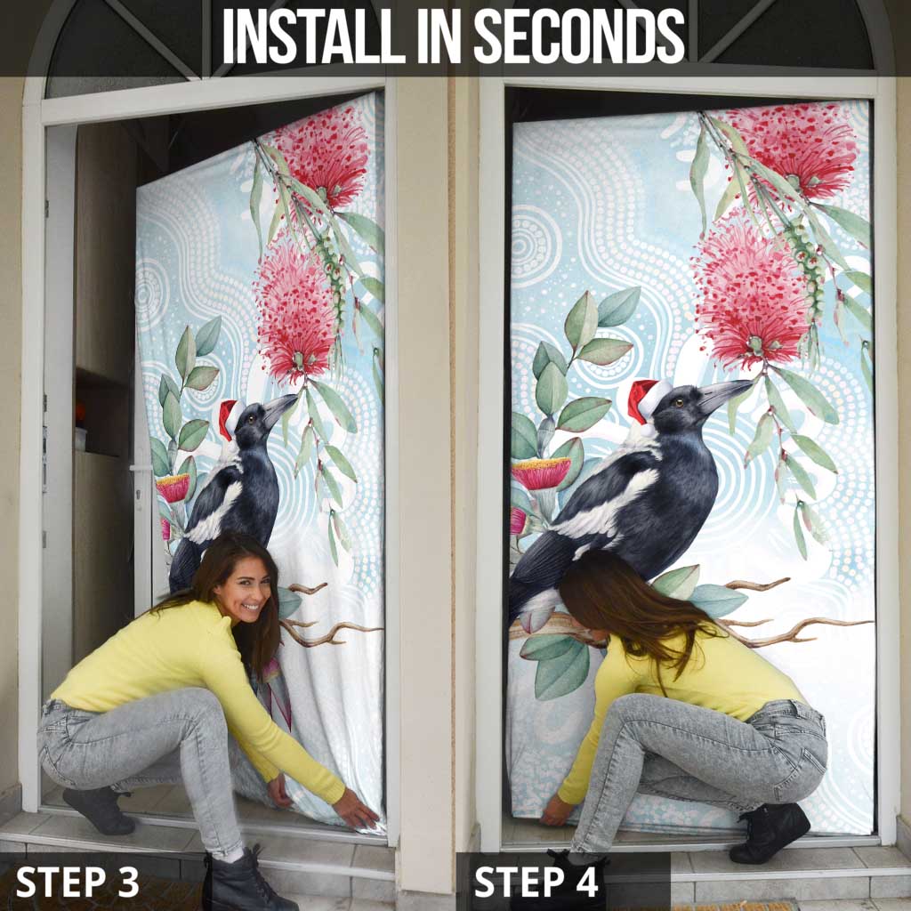 Australia Magpie Christmas Door Cover Eucalyptus Aboriginal Watercolor Stylized - Aussie Hoodie