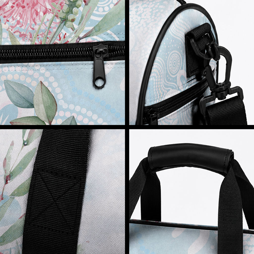 Australia Magpie Christmas Duffle Bag Eucalyptus Aboriginal Watercolor Stylized