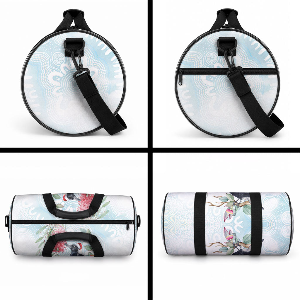 Australia Magpie Christmas Duffle Bag Eucalyptus Aboriginal Watercolor Stylized