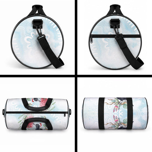 Australia Magpie Christmas Duffle Bag Eucalyptus Aboriginal Watercolor Stylized