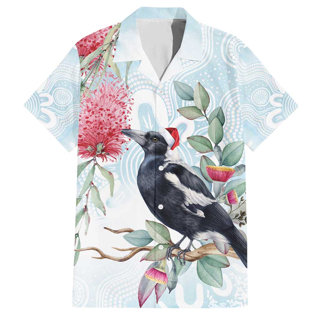 Australia Magpie Christmas Family Matching Long Sleeve Bodycon Dress and Hawaiian Shirt Eucalyptus Aboriginal Watercolor Stylized - Aussie Hoodie