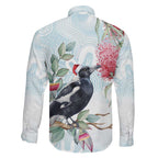 Australia Magpie Christmas Family Matching Long Sleeve Bodycon Dress and Hawaiian Shirt Eucalyptus Aboriginal Watercolor Stylized - Aussie Hoodie