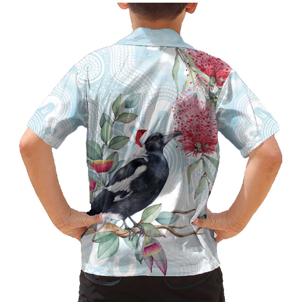 Australia Magpie Christmas Family Matching Mermaid Dress and Hawaiian Shirt Eucalyptus Aboriginal Watercolor Stylized - Aussie Hoodie