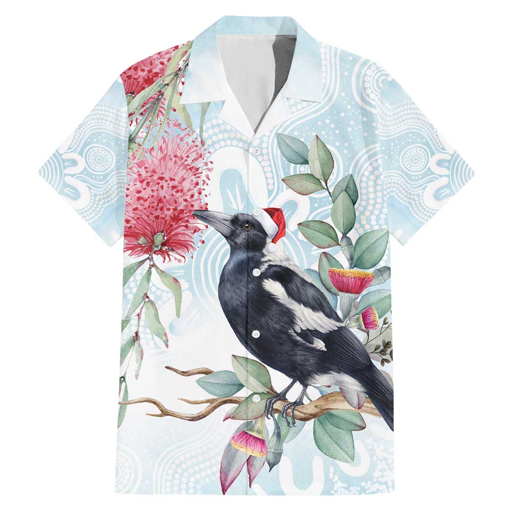 Australia Magpie Christmas Family Matching Mermaid Dress and Hawaiian Shirt Eucalyptus Aboriginal Watercolor Stylized - Aussie Hoodie