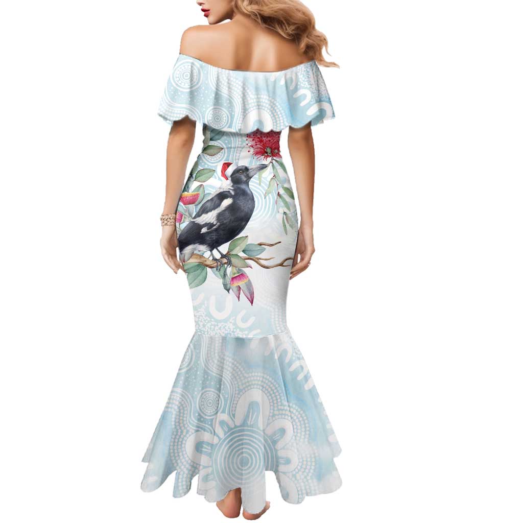 Australia Magpie Christmas Family Matching Mermaid Dress and Hawaiian Shirt Eucalyptus Aboriginal Watercolor Stylized - Aussie Hoodie