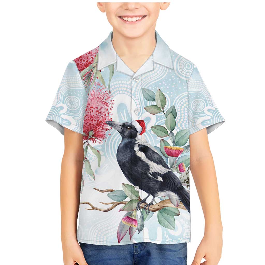 Australia Magpie Christmas Family Matching Mermaid Dress and Hawaiian Shirt Eucalyptus Aboriginal Watercolor Stylized - Aussie Hoodie